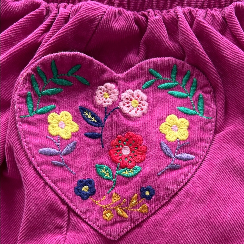 Mini Boden Fuchsia Skirt with Floral Embroidery - Picture 4 of 5